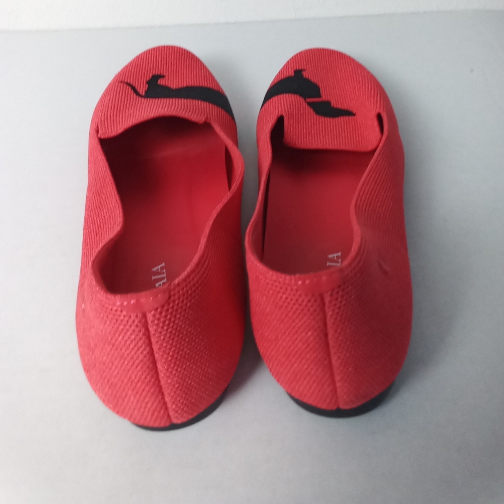 Vivaia Aubrey Loafers Dachshund Dog Design Coral Red Comfort 40.5 NWOT - Picture 7 of 9